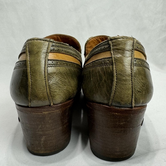 RUDOLFO VALENTINO Wingtip Heeled Loafer Olive Green - Picture 7 of 7